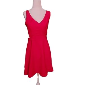 Latiste By Amy Mini Dress M Red Orange Strappy Keyhole Fit Flare Ruffle …